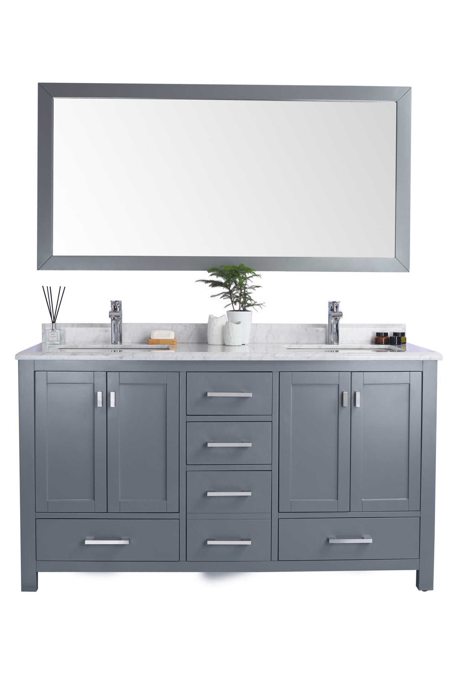 Laviva Wilson 60.0 Grey Bathroom Vanity with Quartz Countertop