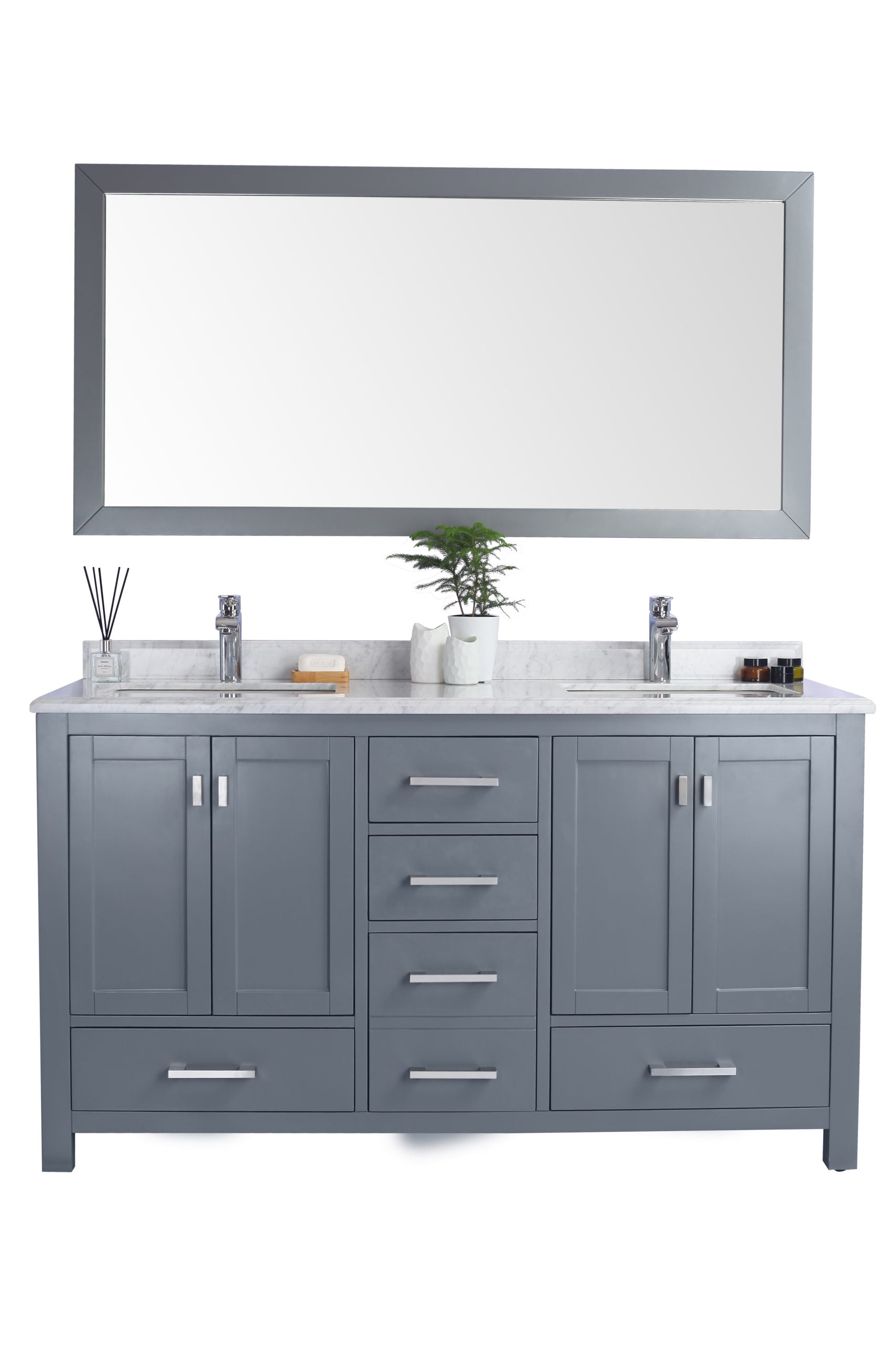 Laviva Wilson 60.0 Grey Bathroom Vanity with Quartz Countertop