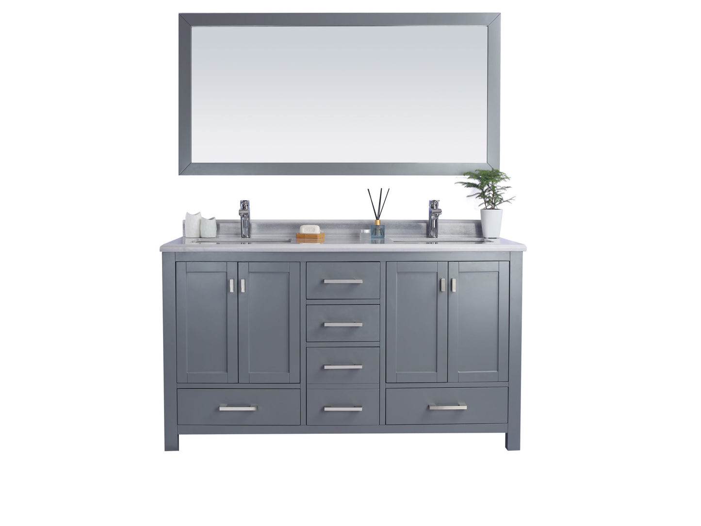 Laviva Wilson 60.0 Grey Bathroom Vanity with Quartz Countertop