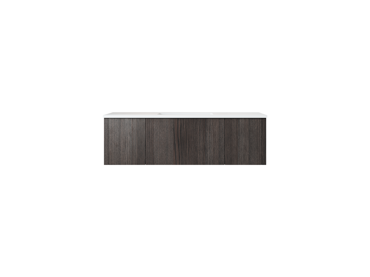 48" Laviva Legno vanity cabinet in Carbon Oak — shown with a Matte White VIVA Stone countertop, which is sold separately and not included (cabinet only).
