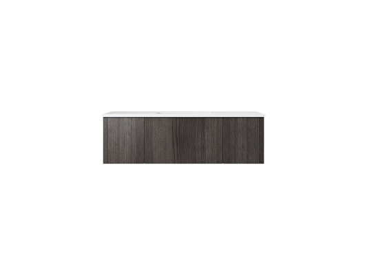 48" Laviva Legno vanity cabinet in Carbon Oak — shown with a Matte White VIVA Stone countertop, which is sold separately and not included (cabinet only).