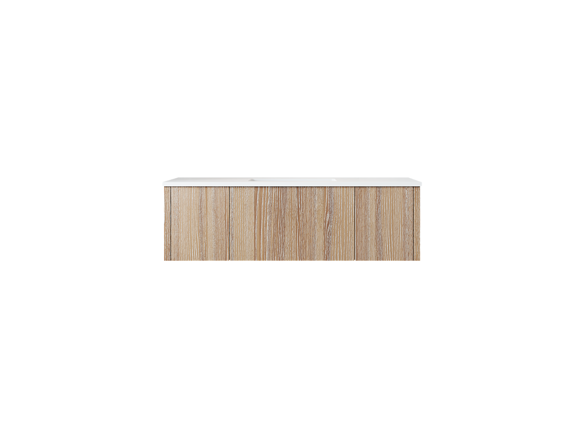 48" Laviva Legno vanity cabinet in Weathered Grey — shown with a Matte White VIVA Stone countertop, which is sold separately and not included (cabinet only).