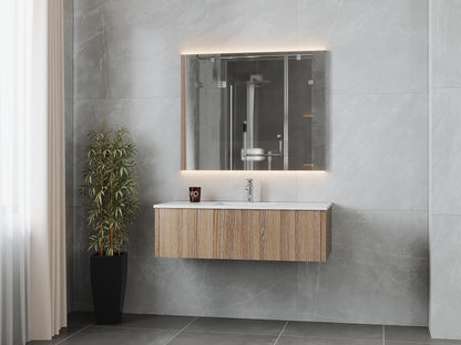 48" Laviva Legno vanity cabinet in Weathered Grey — shown with a Matte White VIVA Stone countertop, which is sold separately and not included (cabinet only).