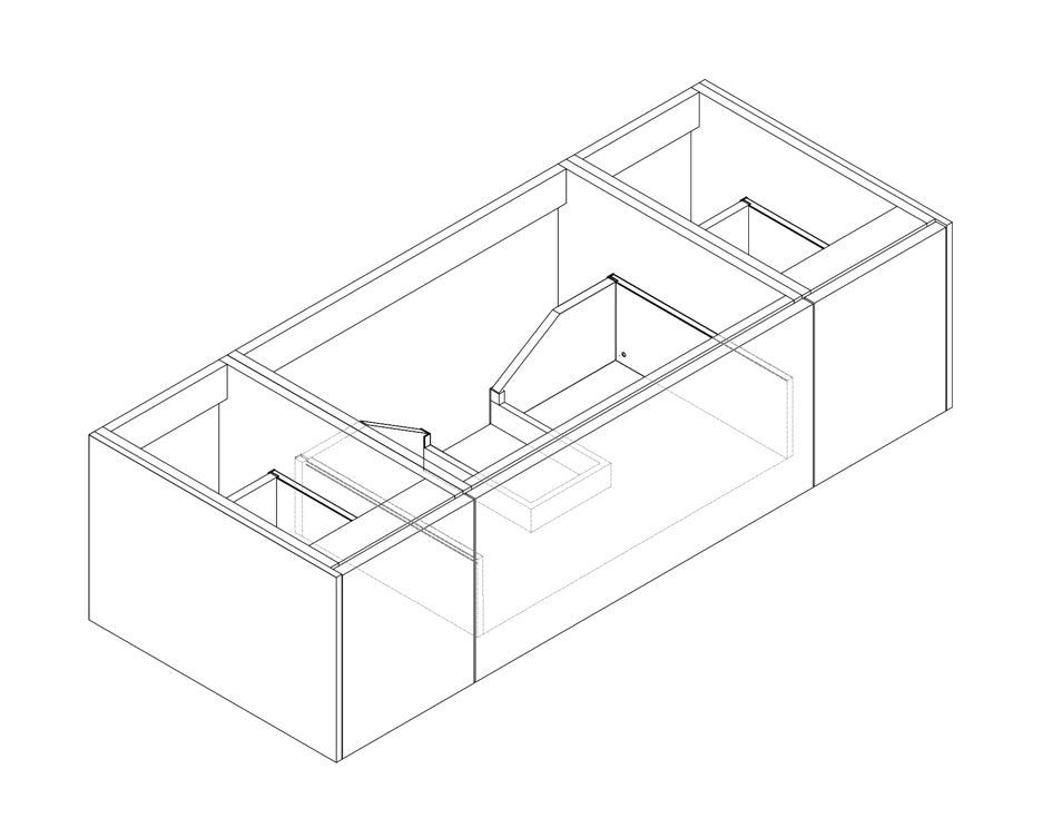 54" Laviva Legno vanity cabinet dimensional line drawing (cabinet only).