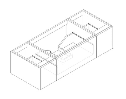 54" Laviva Legno vanity cabinet dimensional line drawing (cabinet only).