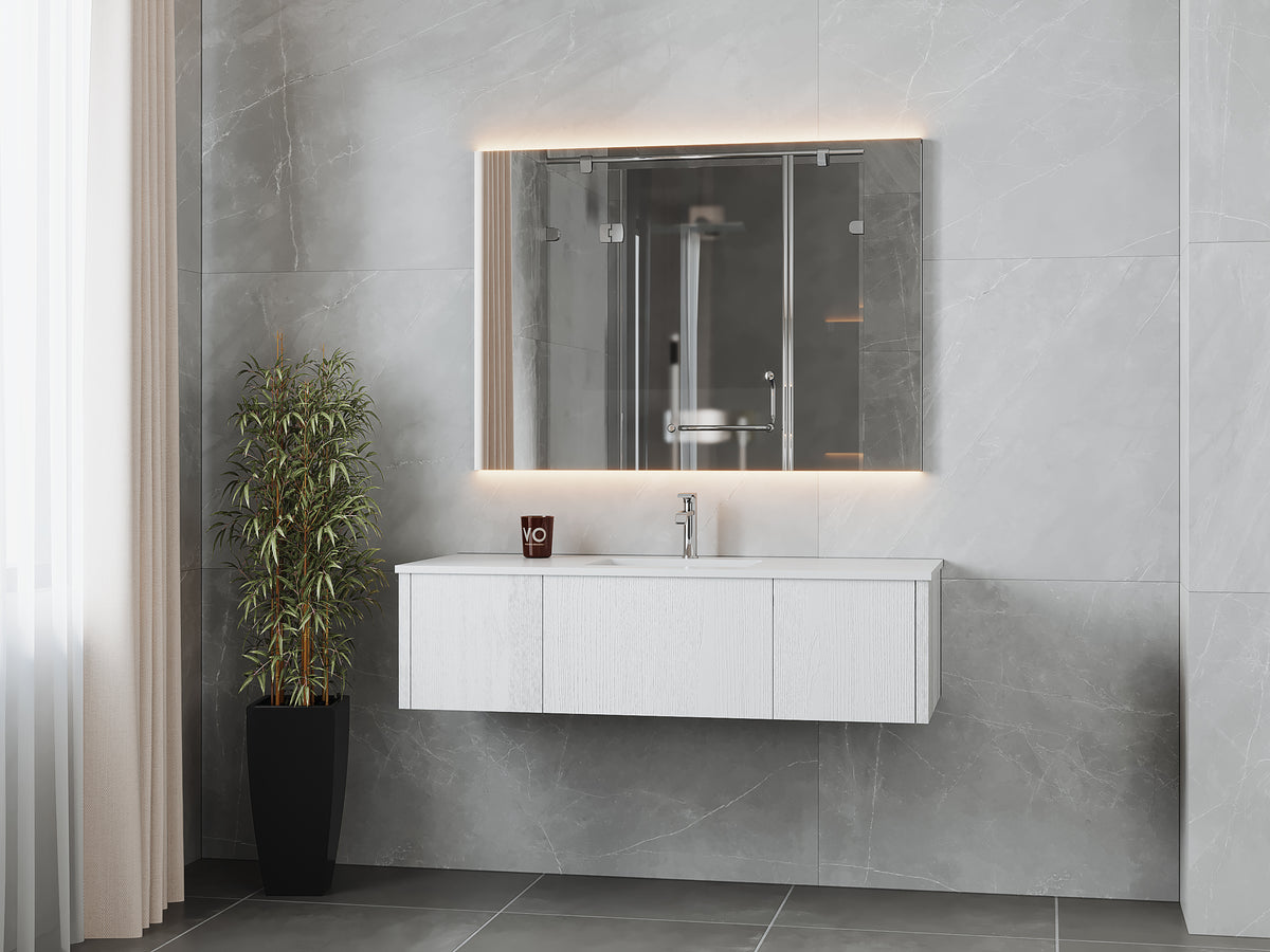 54" Laviva Legno vanity cabinet in Alabaster White — shown with a Matte White VIVA Stone countertop, which is sold separately and not included (cabinet only).