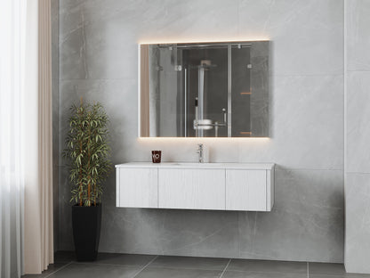 54" Laviva Legno vanity cabinet in Alabaster White — shown with a Matte White VIVA Stone countertop, which is sold separately and not included (cabinet only).
