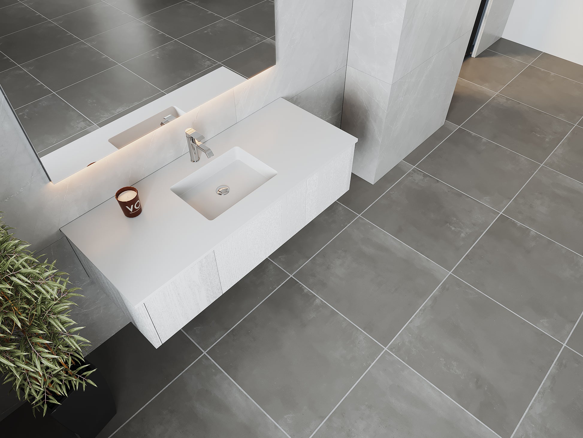 54" Laviva Legno vanity cabinet in Alabaster White — shown with a Matte White VIVA Stone countertop, which is sold separately and not included (cabinet only).