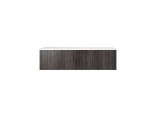 54" Laviva Legno vanity cabinet in Carbon Oak — shown with a Matte White VIVA Stone countertop, which is sold separately and not included (cabinet only).