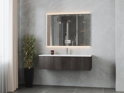 54" Laviva Legno vanity cabinet in Carbon Oak — shown with a Matte White VIVA Stone countertop, which is sold separately and not included (cabinet only).