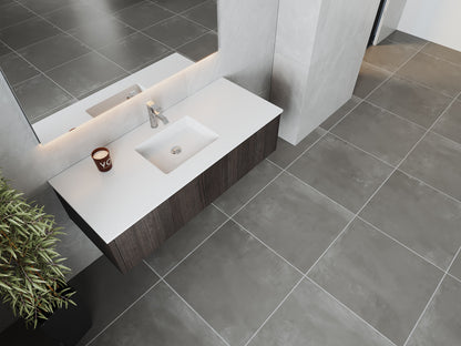 54" Laviva Legno vanity cabinet in Carbon Oak — shown with a Matte White VIVA Stone countertop, which is sold separately and not included (cabinet only).