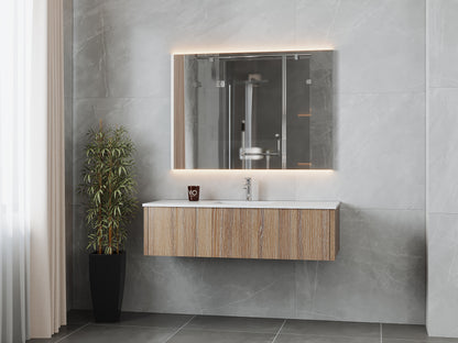 54" Laviva Legno vanity cabinet in Weathered Grey — shown with a Matte White VIVA Stone countertop, which is sold separately and not included (cabinet only).