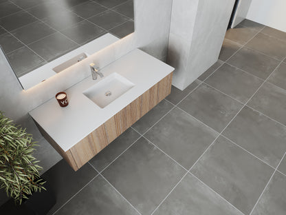 54" Laviva Legno vanity cabinet in Weathered Grey — shown with a Matte White VIVA Stone countertop, which is sold separately and not included (cabinet only).