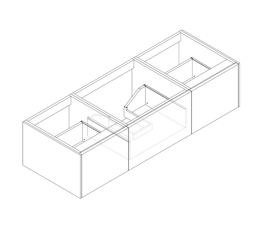 60" Laviva Legno vanity cabinet dimensional line drawing (cabinet only).