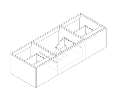 60" Laviva Legno vanity cabinet dimensional line drawing (cabinet only).