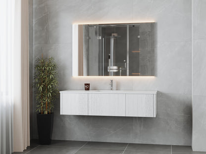 60" Laviva Legno vanity cabinet in Alabaster White Single Sink — shown with a Matte White VIVA Stone countertop, which is sold separately and not included (cabinet only).