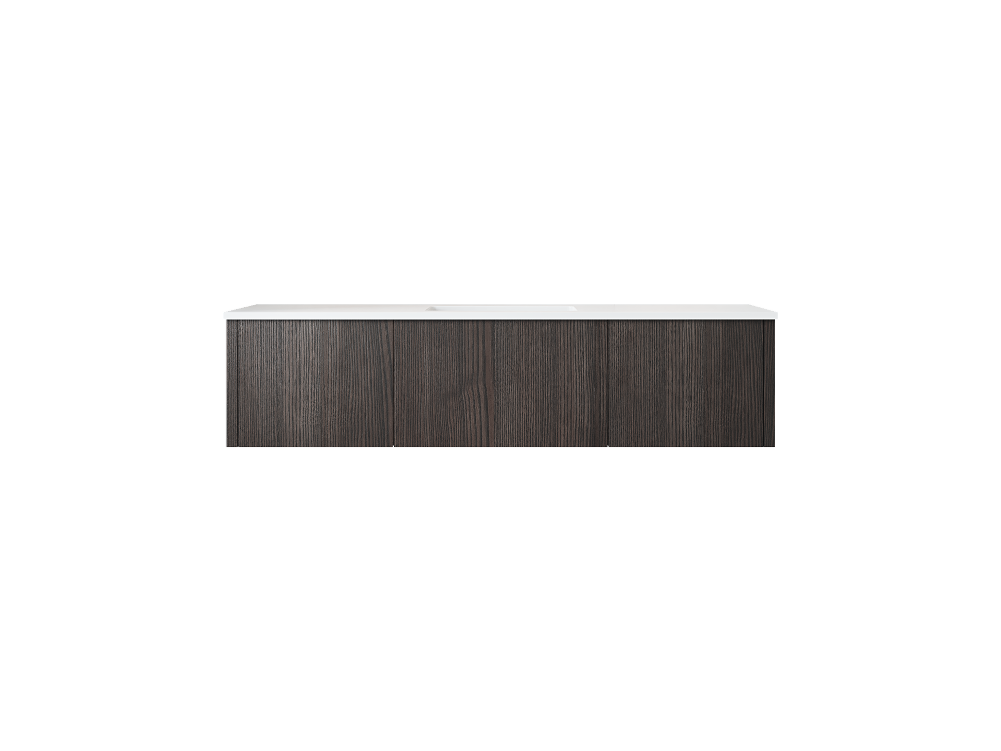 60" Laviva Legno vanity cabinet in Carbon Oak Single Sink — shown with a Matte White VIVA Stone countertop, which is sold separately and not included (cabinet only).
