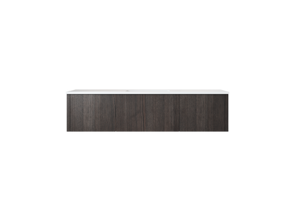 60" Laviva Legno vanity cabinet in Carbon Oak Single Sink — shown with a Matte White VIVA Stone countertop, which is sold separately and not included (cabinet only).