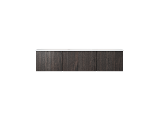 60" Laviva Legno vanity cabinet in Carbon Oak Single Sink — shown with a Matte White VIVA Stone countertop, which is sold separately and not included (cabinet only).