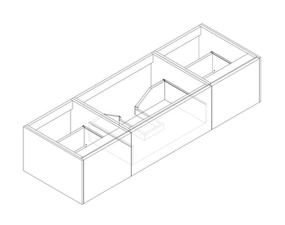 66" Laviva Legno vanity cabinet dimensional line drawing (cabinet only).
