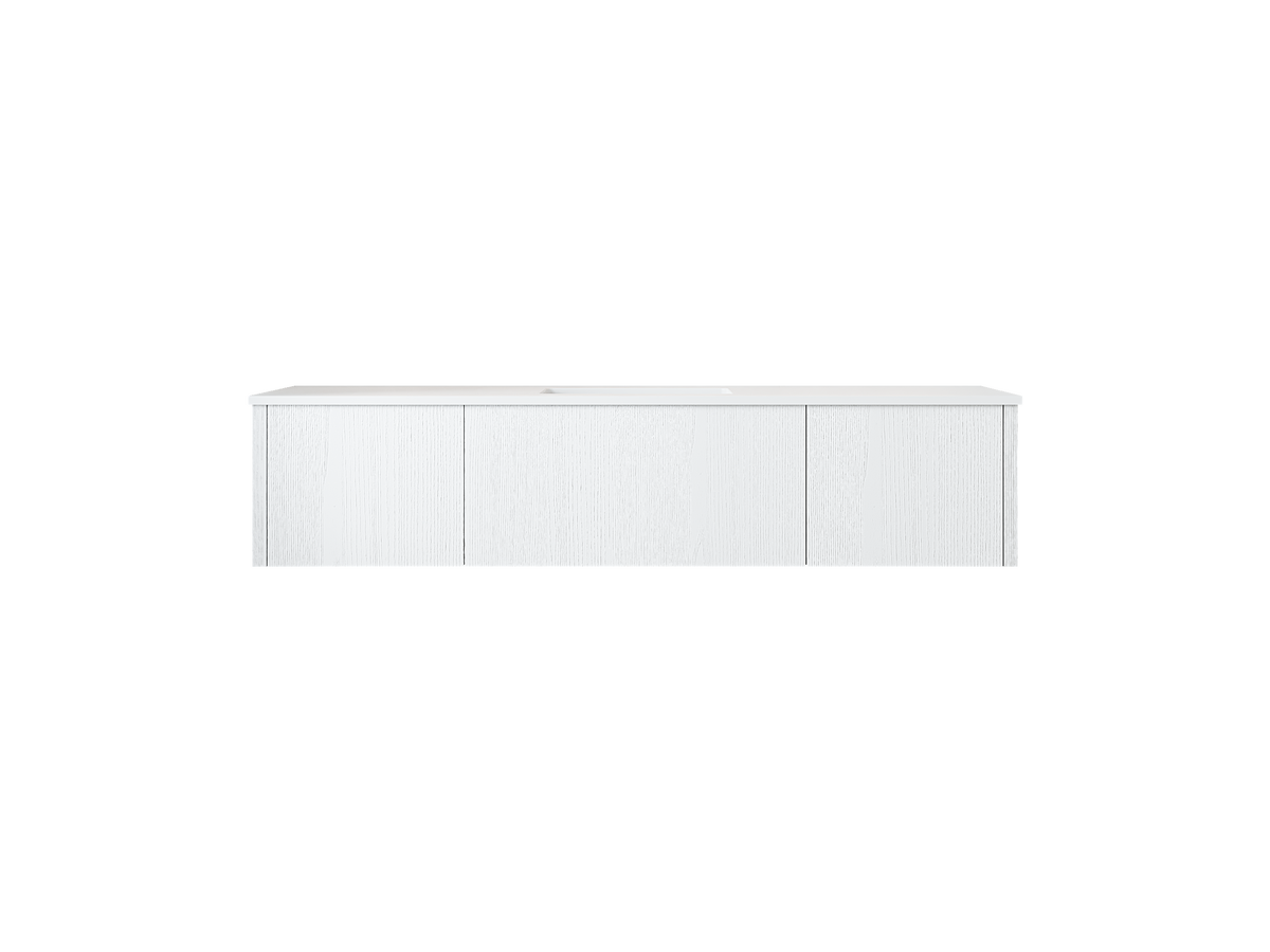 66" Laviva Legno vanity cabinet in Alabaster White Single Sink — shown with a Matte White VIVA Stone countertop, which is sold separately and not included (cabinet only).