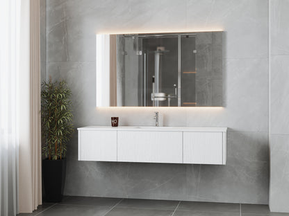 66" Laviva Legno vanity cabinet in Alabaster White Single Sink — shown with a Matte White VIVA Stone countertop, which is sold separately and not included (cabinet only).