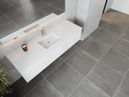 66" Laviva Legno vanity cabinet in Alabaster White Single Sink — shown with a Matte White VIVA Stone countertop, which is sold separately and not included (cabinet only).