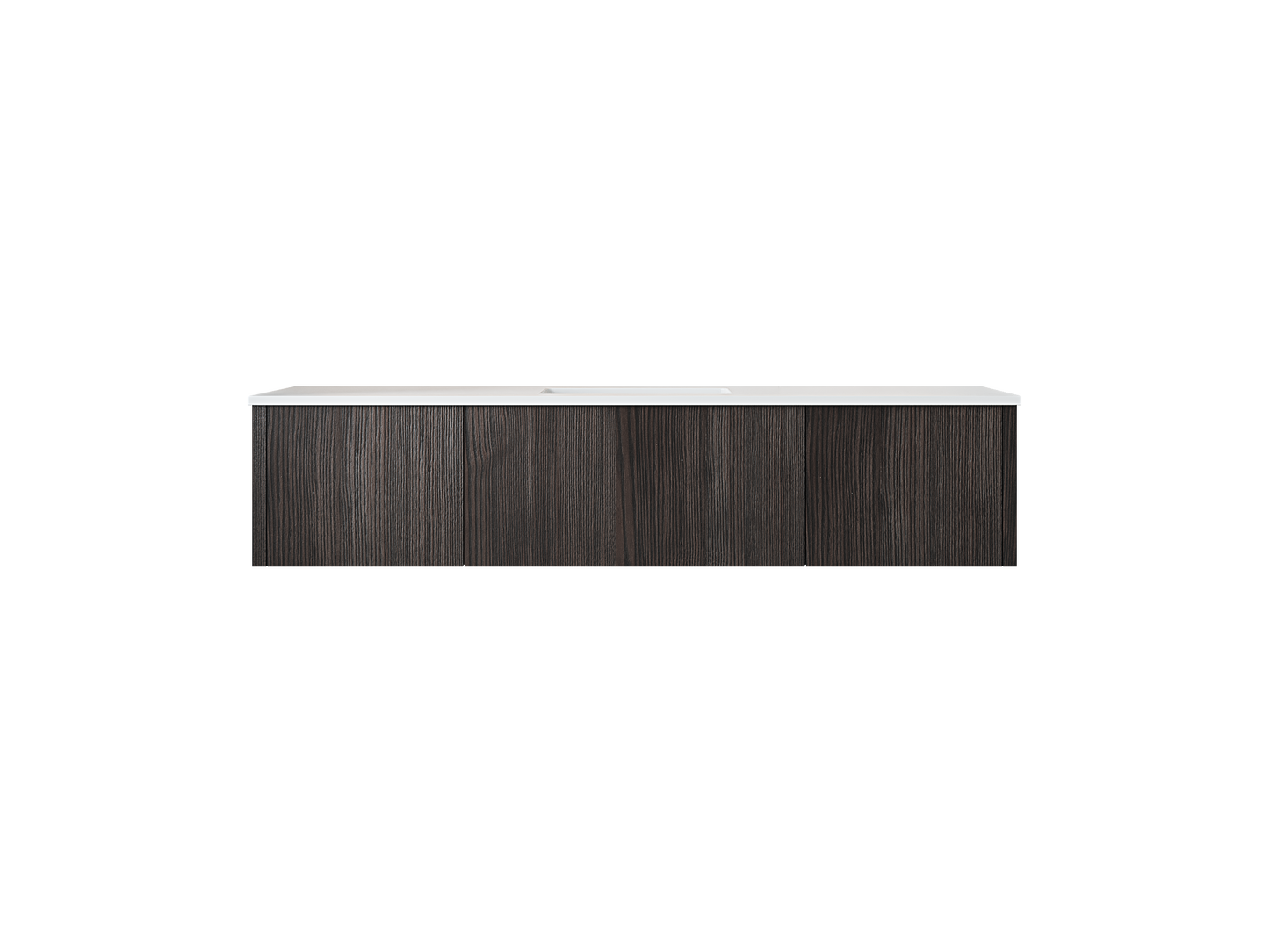 66" Laviva Legno vanity cabinet in Carbon Oak Single Sink — shown with a Matte White VIVA Stone countertop, which is sold separately and not included (cabinet only).