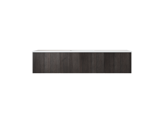 66" Laviva Legno vanity cabinet in Carbon Oak Single Sink — shown with a Matte White VIVA Stone countertop, which is sold separately and not included (cabinet only).