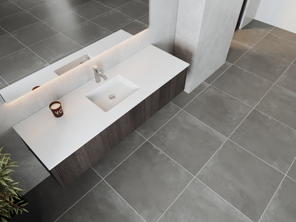 66" Laviva Legno vanity cabinet in Carbon Oak Single Sink — shown with a Matte White VIVA Stone countertop, which is sold separately and not included (cabinet only).