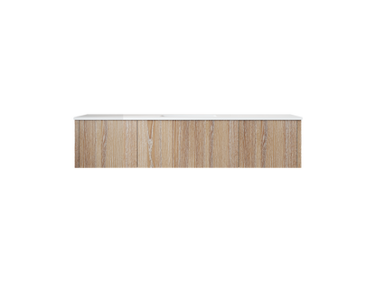 66" Laviva Legno vanity cabinet in Weathered Grey Single Sink — shown with a Matte White VIVA Stone countertop, which is sold separately and not included (cabinet only).