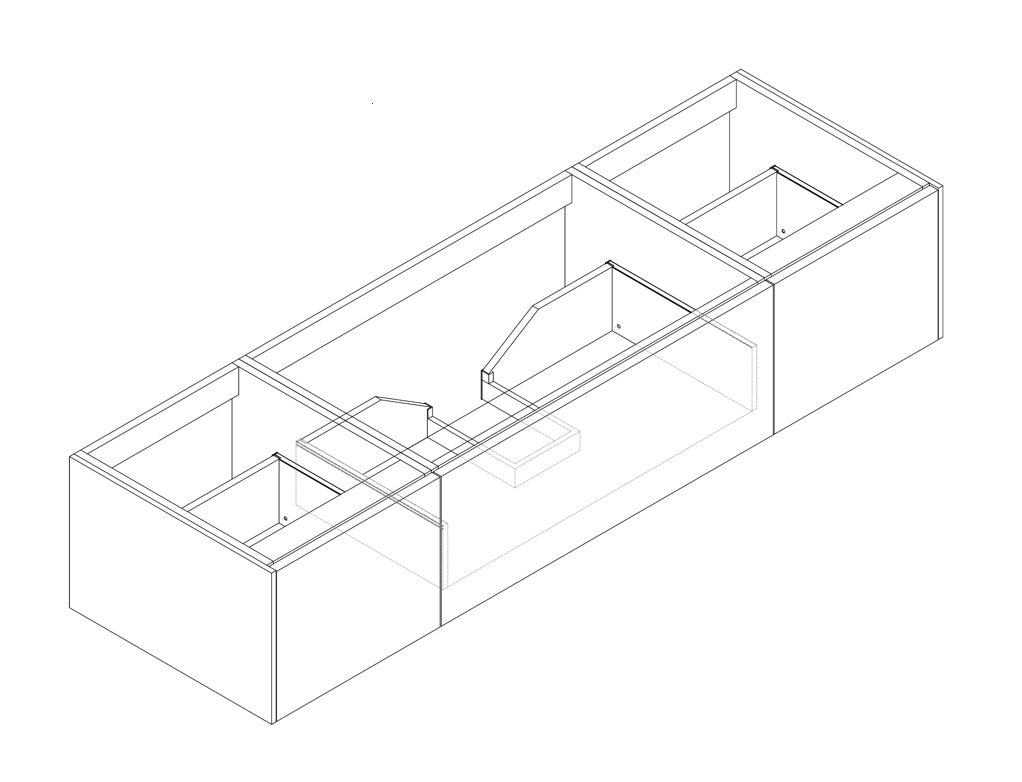 72" Laviva Legno vanity cabinet dimensional line drawing (cabinet only).