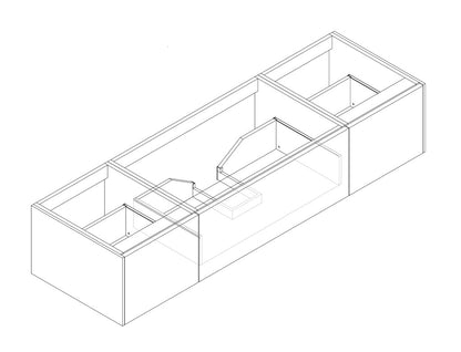 72" Laviva Legno vanity cabinet dimensional line drawing (cabinet only).