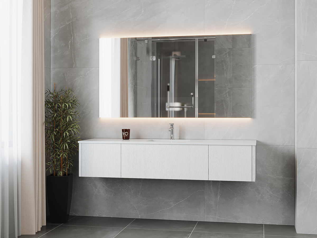 72" Laviva Legno vanity cabinet in Alabaster White Single Sink — shown with a Matte White VIVA Stone countertop, which is sold separately and not included (cabinet only).