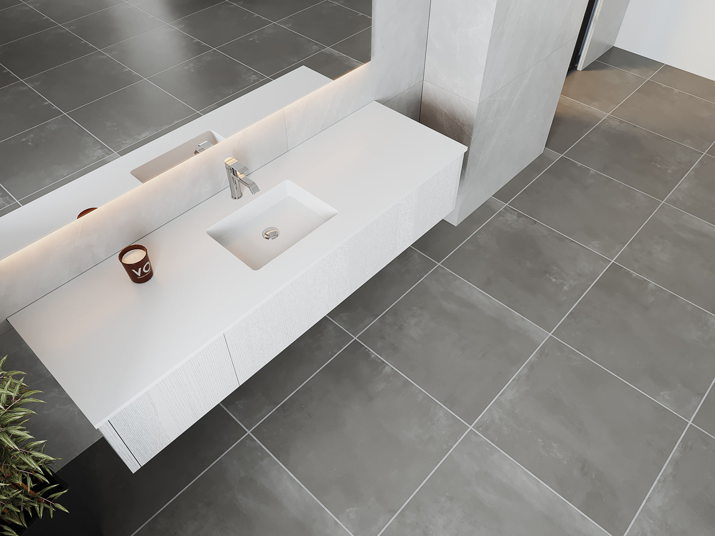 72" Laviva Legno vanity cabinet in Alabaster White Single Sink — shown with a Matte White VIVA Stone countertop, which is sold separately and not included (cabinet only).