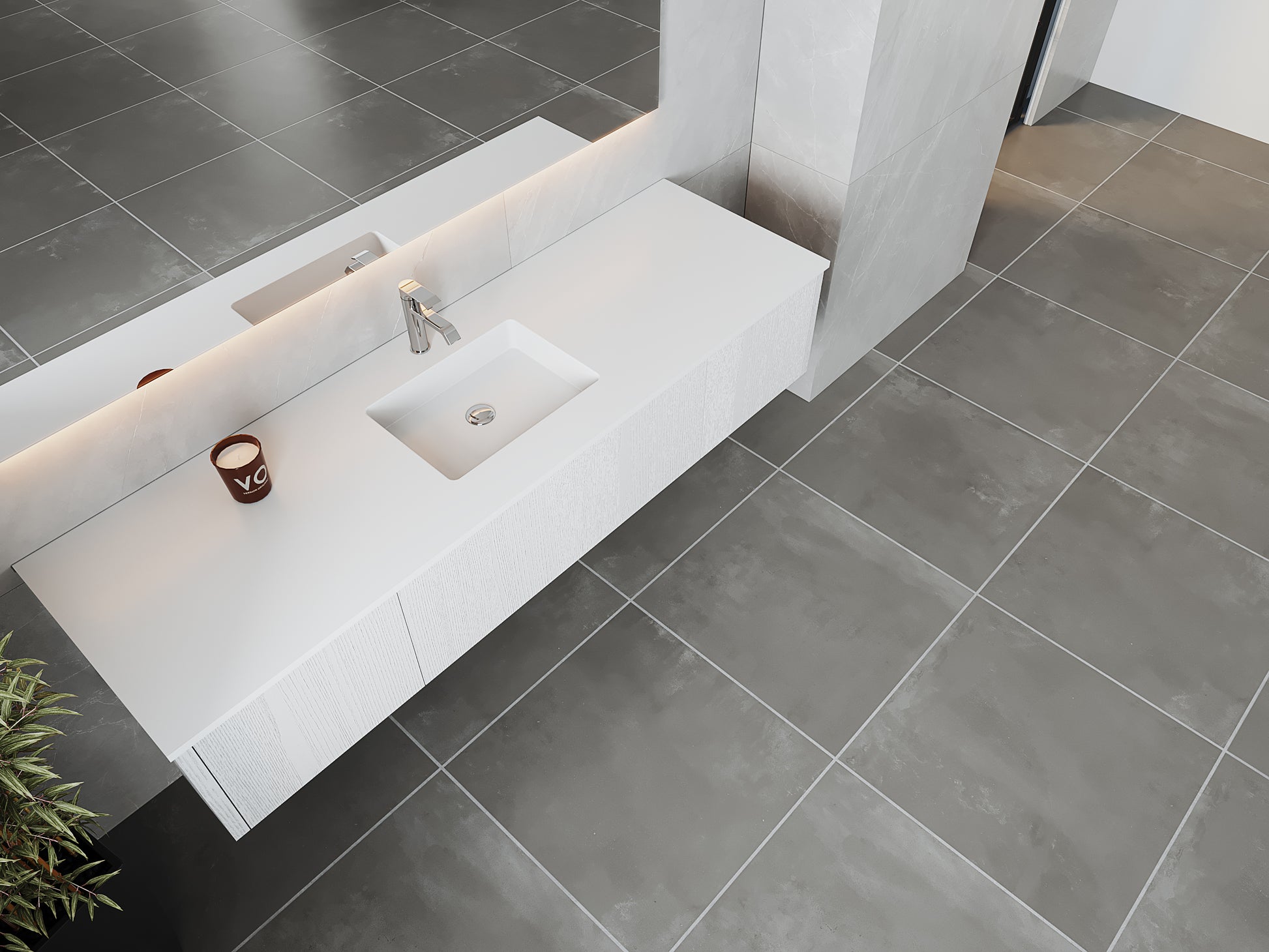 72" Laviva Legno vanity cabinet in Alabaster White Single Sink — shown with a Matte White VIVA Stone countertop, which is sold separately and not included (cabinet only).