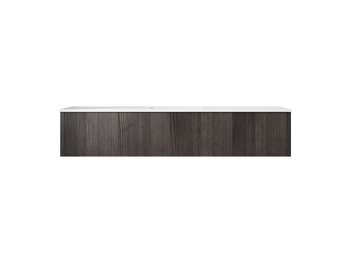 72" Laviva Legno vanity cabinet in Carbon Oak Single Sink — shown with a Matte White VIVA Stone countertop, which is sold separately and not included (cabinet only).