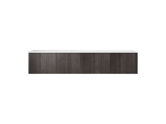 72" Laviva Legno vanity cabinet in Carbon Oak Single Sink — shown with a Matte White VIVA Stone countertop, which is sold separately and not included (cabinet only).
