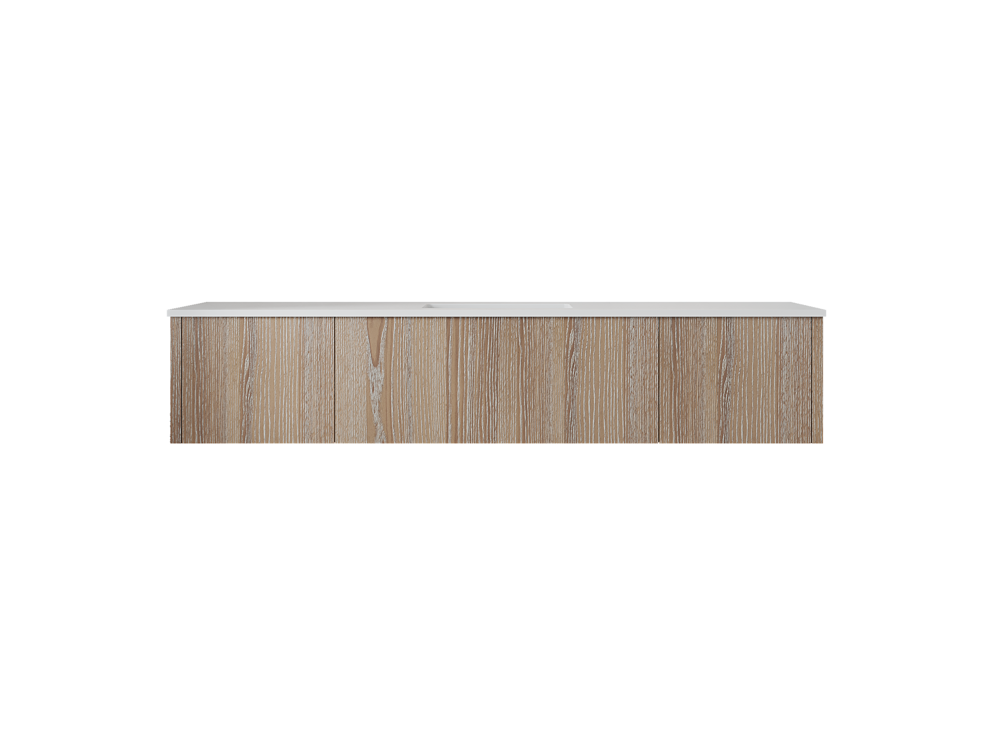 72" Laviva Legno vanity cabinet in Weathered Grey Single Sink — shown with a Matte White VIVA Stone countertop, which is sold separately and not included (cabinet only).