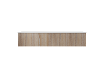 72" Laviva Legno vanity cabinet in Weathered Grey Single Sink — shown with a Matte White VIVA Stone countertop, which is sold separately and not included (cabinet only).