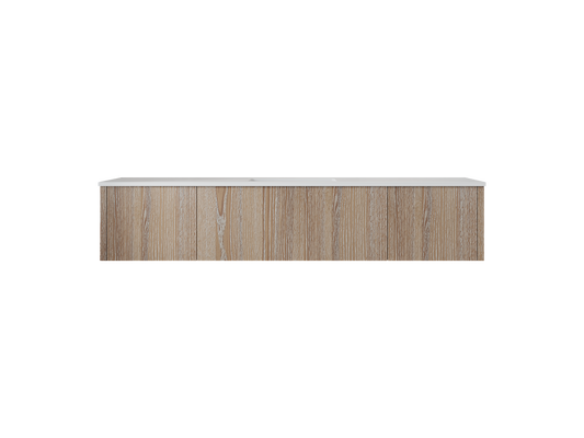 72" Laviva Legno vanity cabinet in Weathered Grey Single Sink — shown with a Matte White VIVA Stone countertop, which is sold separately and not included (cabinet only).