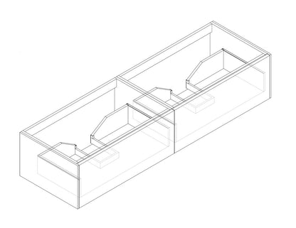 72" Laviva Legno vanity cabinet dimensional line drawing (cabinet only).