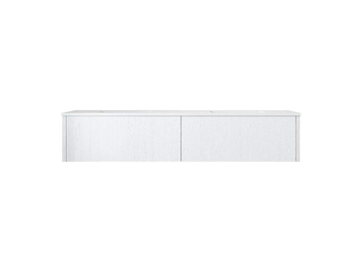 72" Laviva Legno vanity cabinet in Alabaster White Double Sink — shown with a Matte White VIVA Stone countertop, which is sold separately and not included (cabinet only).
