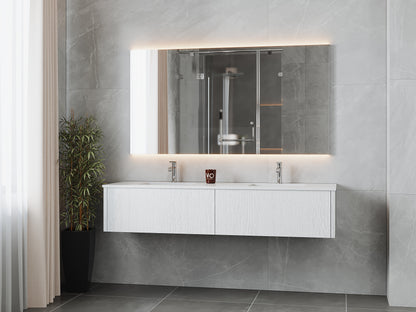 72" Laviva Legno vanity cabinet in Alabaster White Double Sink — shown with a Matte White VIVA Stone countertop, which is sold separately and not included (cabinet only).