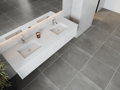 72" Laviva Legno vanity cabinet in Alabaster White Double Sink — shown with a Matte White VIVA Stone countertop, which is sold separately and not included (cabinet only).