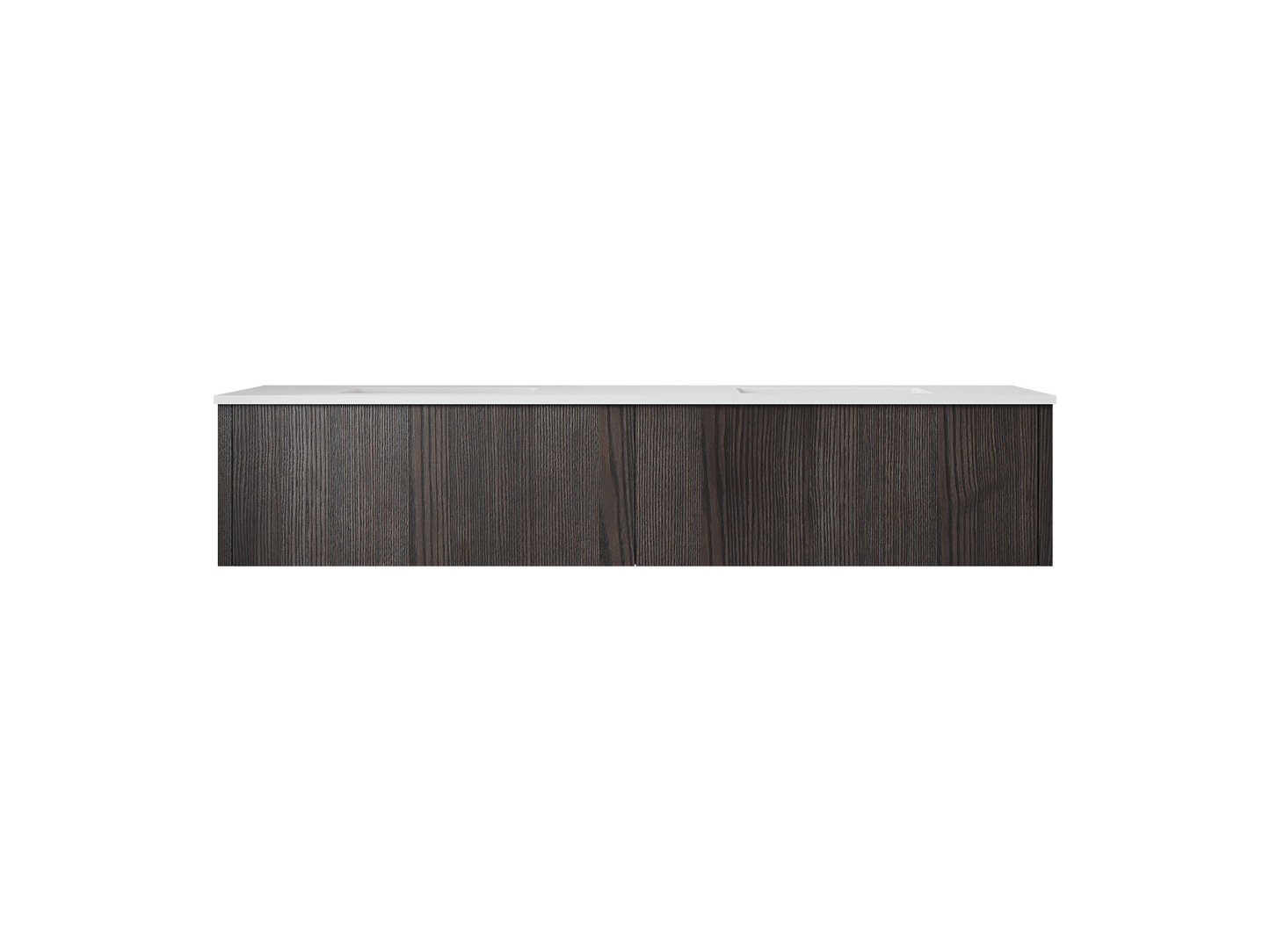 72" Laviva Legno vanity cabinet in Carbon Oak Double Sink — shown with a Matte White VIVA Stone countertop, which is sold separately and not included (cabinet only).