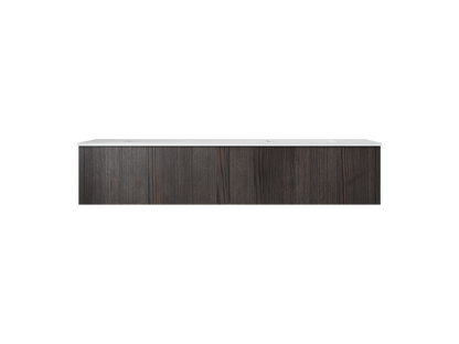72" Laviva Legno vanity cabinet in Carbon Oak Double Sink — shown with a Matte White VIVA Stone countertop, which is sold separately and not included (cabinet only).