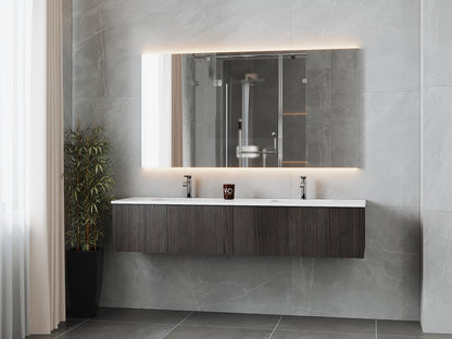 72" Laviva Legno vanity cabinet in Carbon Oak Double Sink — shown with a Matte White VIVA Stone countertop, which is sold separately and not included (cabinet only).