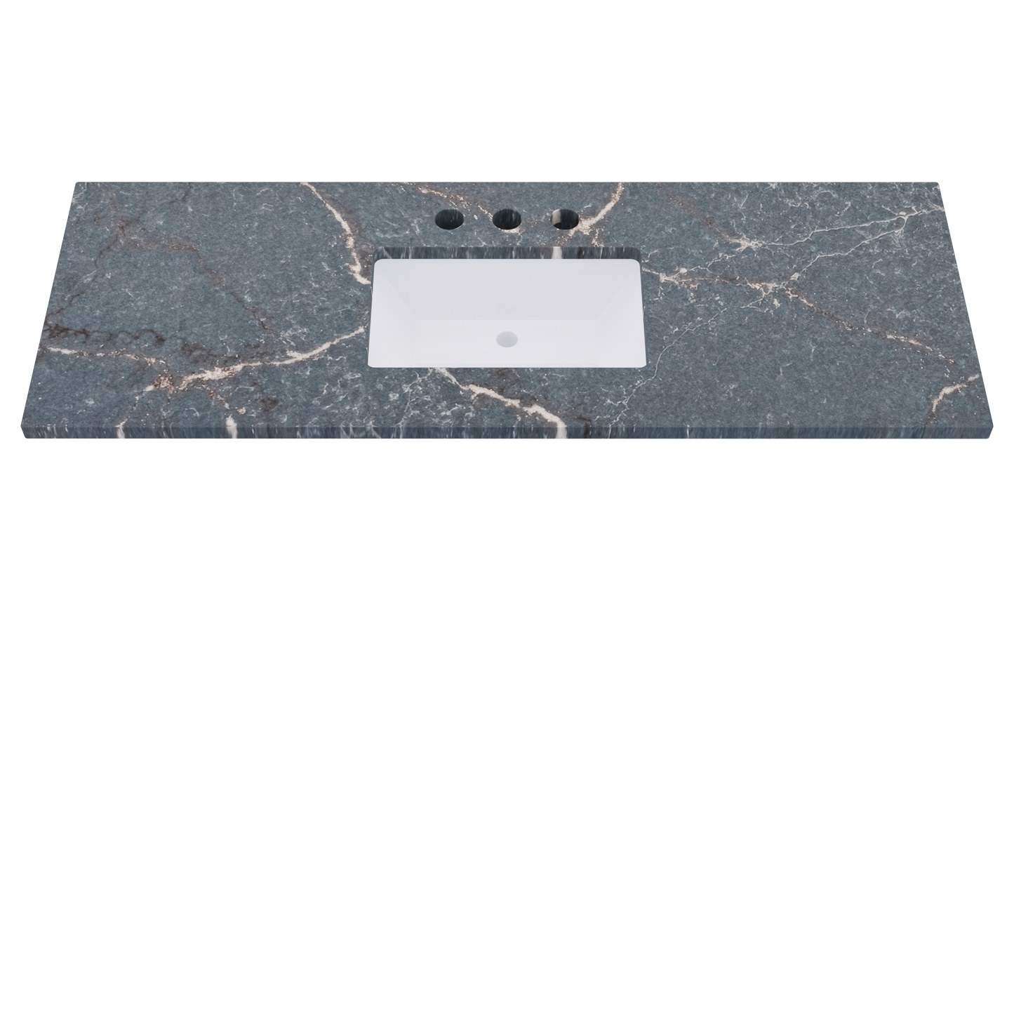 61" Vanderloc Silestone® Quartz Bathroom Vanity Top | Single Rectangle Sink | Centered in Parisien Bleu