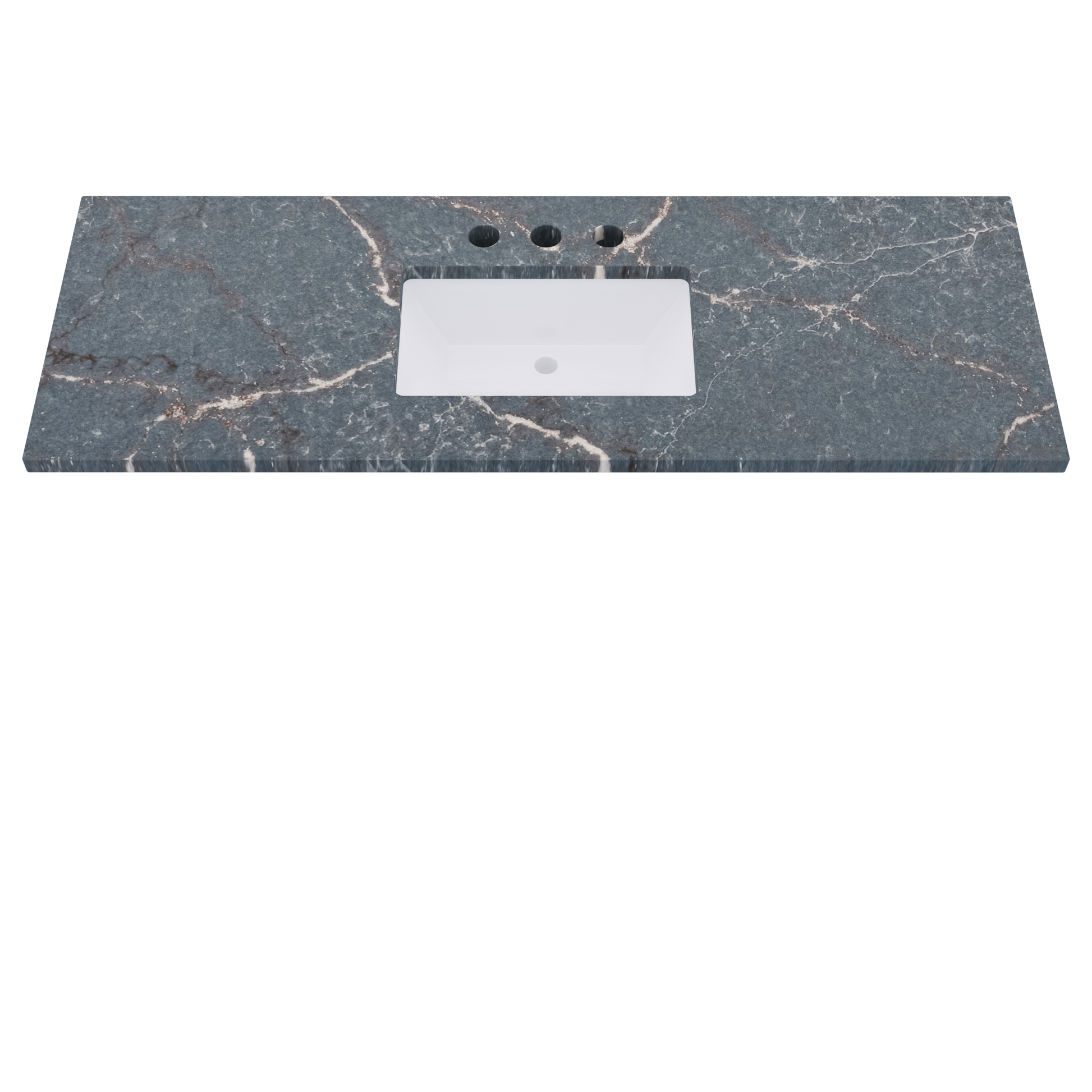 61" Vanderloc Silestone® Quartz Bathroom Vanity Top | Single Rectangle Sink | Centered in Parisien Bleu